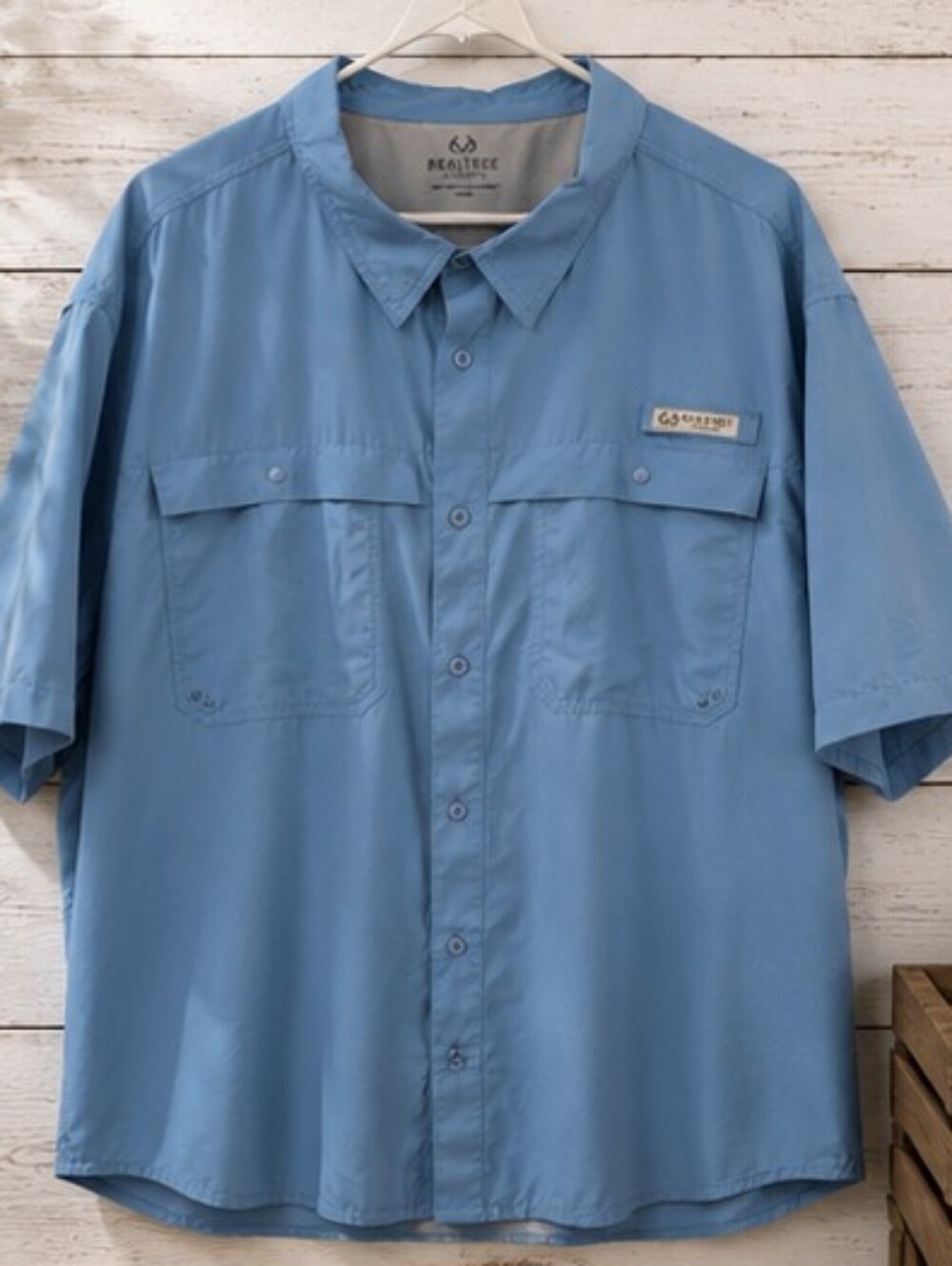 Realtree Men's 3XL Fishing Shirt Vented Performance Short Sleeve Blue